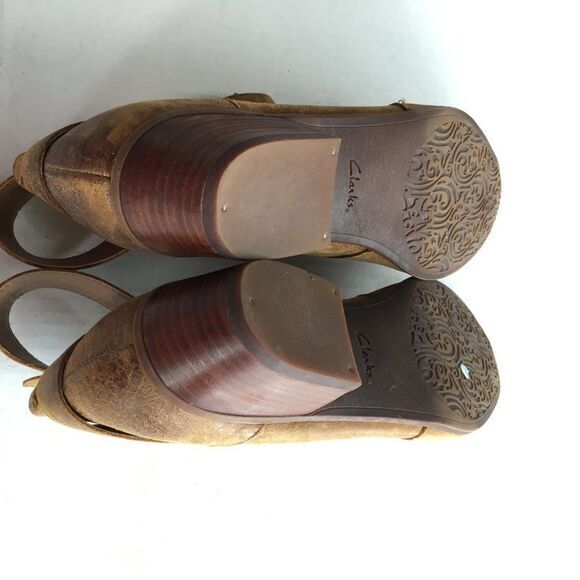 Clarks Spye Belle distressed artisan Ankle Boots Booties Womens Size 10M‎ Camel - Picture 8 of 8